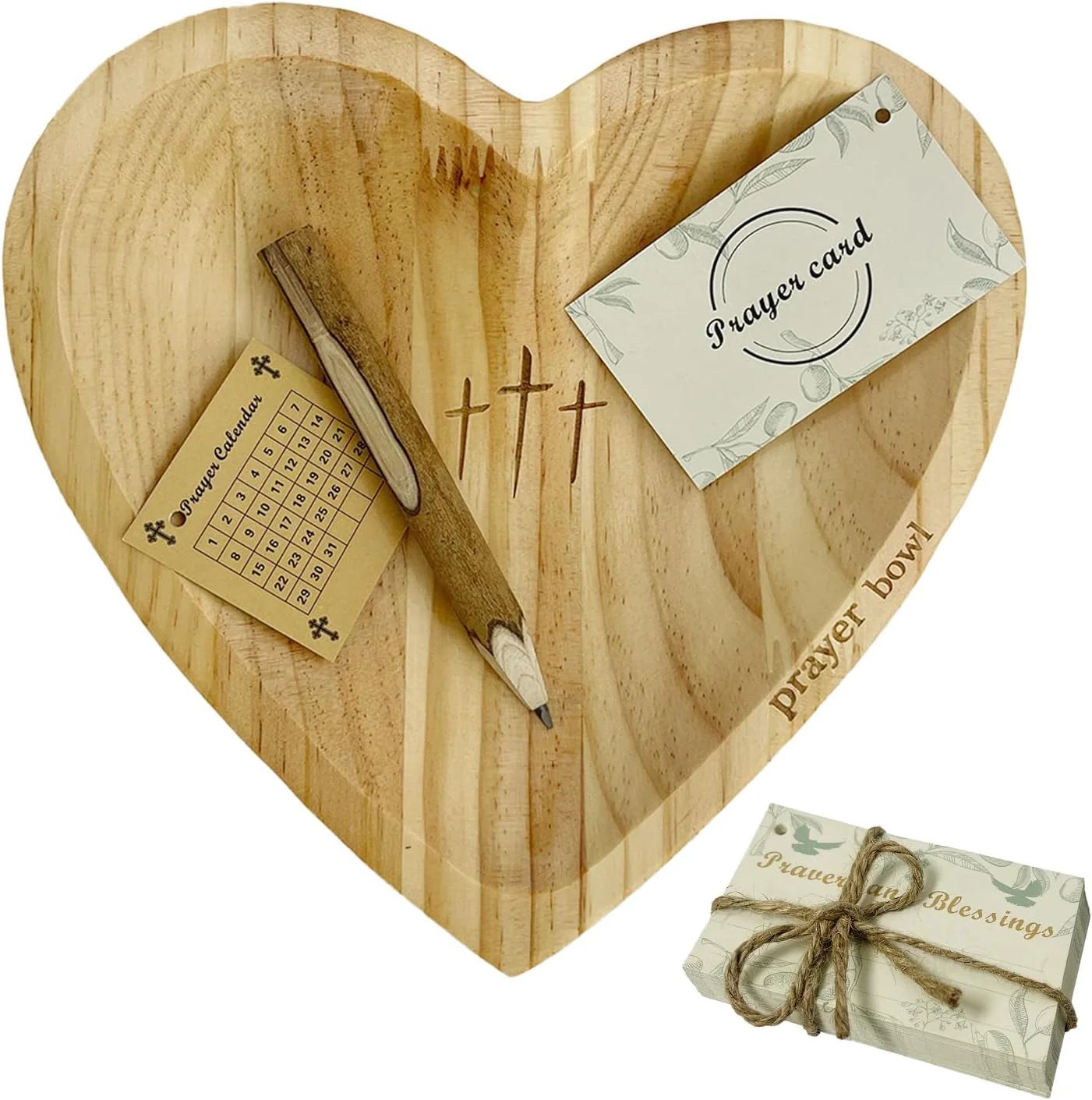 Light Wood,🙏🏻24 Prayer Cards + 1 Prayer Calendar + 1 Wooden Pencil